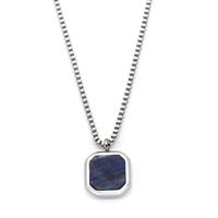 Retro Simple Style Square Titanium Steel Inlay Natural Stone Charms Pendant Necklace sku image 7
