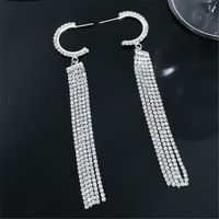 Streetwear Tassel Copper Plating Inlay Rhinestones Silver Plated Women's Drop Earrings main image 3