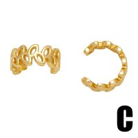 1 Pair Simple Style Leaves Chain Plating Copper 18k Gold Plated Ear Clips sku image 1