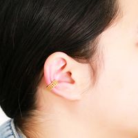 1 Paire Style Simple Feuilles La Chaine Placage Le Cuivre Plaqué Or 18k Clips D'oreille main image 8