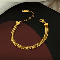 304 Stainless Steel 18K Gold Plated Hip-Hop Simple Style Plating Solid Color Bracelets Necklace main image 3