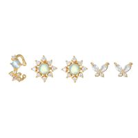1 Set Simple Style Butterfly Plating Inlay Brass Zircon 18k Gold Plated Ear Studs main image 6