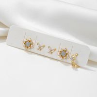 1 Set Simple Style Butterfly Plating Inlay Brass Zircon 18k Gold Plated Ear Studs main image 5