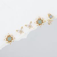 1 Set Simple Style Butterfly Plating Inlay Brass Zircon 18k Gold Plated Ear Studs main image 3