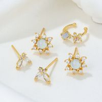 1 Set Simple Style Butterfly Plating Inlay Brass Zircon 18k Gold Plated Ear Studs main image 4
