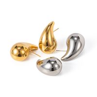1 Pair Modern Style Water Droplets Solid Color Plating Stainless Steel 18k Gold Plated Ear Studs main image 2