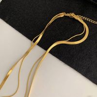 304 Stainless Steel 18K Gold Plated Punk Simple Style Plating Solid Color Layered Necklaces main image 4