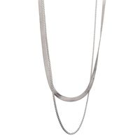 304 Stainless Steel 18K Gold Plated Punk Simple Style Plating Solid Color Layered Necklaces sku image 1