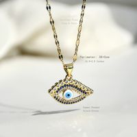 Stainless Steel Artificial Crystal Copper Gold Plated Streetwear Plating Inlay Devil'S Eye Zircon Pendant Necklace sku image 2