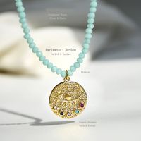 Stainless Steel Artificial Crystal Copper Gold Plated Streetwear Plating Inlay Devil'S Eye Zircon Pendant Necklace sku image 5