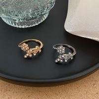 Simple Style Flower Alloy Plating Inlay Artificial Diamond 14k Gold Plated Women's Open Ring main image 4