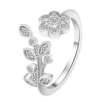 Style Simple Fleur Alliage Placage Incruster Diamant Artificiel Plaqué Or 14k Femmes Anneau Ouvert sku image 1