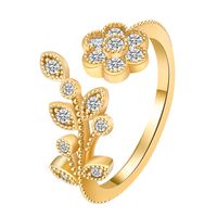 Style Simple Fleur Alliage Placage Incruster Diamant Artificiel Plaqué Or 14k Femmes Anneau Ouvert sku image 2