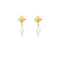 1 Pair Sweet Commute Eight Awn Star Pearl Plating Stainless Steel Drop Earrings main image 2