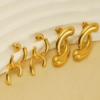 1 Pair Modern Style Simple Style Irregular Solid Color Polishing Plating Stainless Steel 18K Gold Plated Ear Studs main image 2