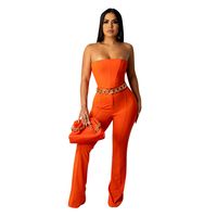 Women's Vacation Solid Color Spandex Polyester Patchwork Pants Sets main image 4