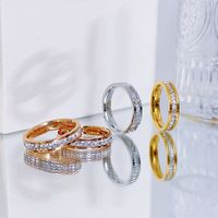 Lady Solid Color Titanium Steel Plating Inlay Artificial Diamond Rings main image 1