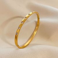 Simple Style Solid Color Titanium Steel Plating Inlay Zircon Bangle main image 1