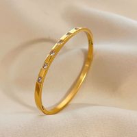 Simple Style Solid Color Titanium Steel Plating Inlay Zircon Bangle main image 6