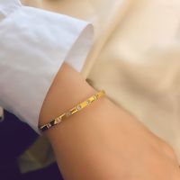 Simple Style Solid Color Titanium Steel Plating Inlay Zircon Bangle main image 2