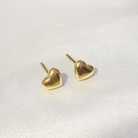 1 Pair Simple Style Heart Shape Plating Titanium Steel Ear Studs main image 1