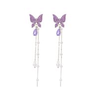 1 Paar Elegant Prinzessin Süss Schmetterling Überzug Inlay Legierung Künstliche Perlen Strasssteine Tropfenohrringe sku image 1