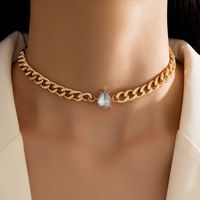 Hip-hop Cool Style Water Droplets Alloy Inlay Artificial Diamond Women's Choker main image 1
