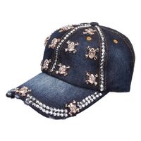 Unisexo Hip Hop Punk Estrella Corona Cráneo Diamante De Imitación Perla Aleros Planos Gorra De Beisbol main image 5