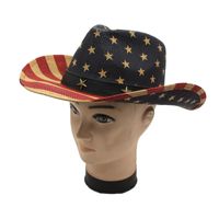 Unisex Cowboy Style Classic Style American Flag Crimping Straw Hat main image 5