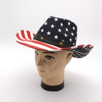 Unisex Cowboy Style Classic Style American Flag Crimping Straw Hat main image 4
