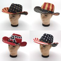 Unisex Cowboy-stil Klassischer Stil Amerikanische Flagge Crimpen Strohhut main image 1