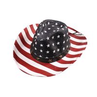 Unisex Cowboy Style Classic Style American Flag Crimping Straw Hat sku image 5