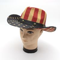 Unisex Cowboy Style Classic Style American Flag Crimping Straw Hat sku image 3