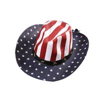 Unisex Cowboy Style Classic Style American Flag Crimping Straw Hat sku image 6