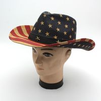 Unisex Cowboy Style Classic Style American Flag Crimping Straw Hat sku image 4