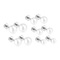 1 Pair Simple Style Geometric Inlay Stainless Steel Artificial Pearls Ear Studs main image 4