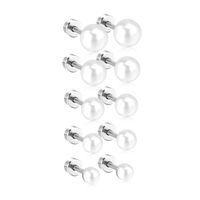 1 Pair Simple Style Geometric Inlay Stainless Steel Artificial Pearls Ear Studs main image 1