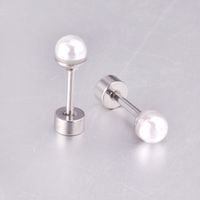 1 Pair Simple Style Geometric Inlay Stainless Steel Artificial Pearls Ear Studs sku image 1