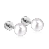 1 Pair Simple Style Geometric Inlay Stainless Steel Artificial Pearls Ear Studs sku image 3