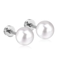 1 Pair Simple Style Geometric Inlay Stainless Steel Artificial Pearls Ear Studs sku image 9