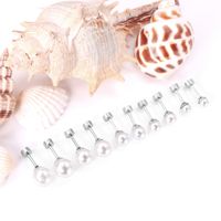 1 Pair Simple Style Geometric Inlay Stainless Steel Artificial Pearls Ear Studs main image 2