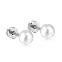 1 Pair Simple Style Geometric Inlay Stainless Steel Artificial Pearls Ear Studs sku image 2