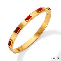Classic Style Rectangle 304 Stainless Steel 16K Gold Plated White Gold Plated Gold Plated Zircon Bangle In Bulk sku image 4