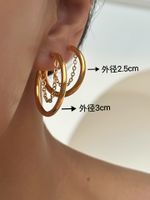 1 Pair Simple Style Solid Color Titanium Steel Plating Chain Hoop Earrings sku image 1
