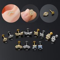 Simple Style Solid Color Copper 18k Gold Plated White Gold Plated Zircon Ear Studs In Bulk main image 1