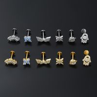 Simple Style Solid Color Copper 18k Gold Plated White Gold Plated Zircon Ear Studs In Bulk main image 5