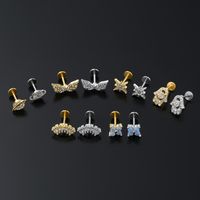 Simple Style Solid Color Copper 18k Gold Plated White Gold Plated Zircon Ear Studs In Bulk main image 3