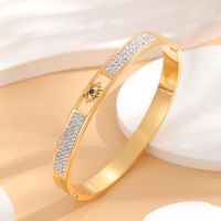 Elegante Ojo Acero Inoxidable 304 Chapados en oro de 18k Resina Diamantes De Imitación Brazalete Al Mayoreo main image 2