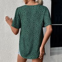 Women's Blouse Short Sleeve Blouses Printing Pleated Elegant Leopard main image 5