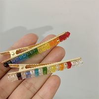 Simple Style Color Block Alloy Plating Inlay Artificial Gemstones Hair Clip main image 3